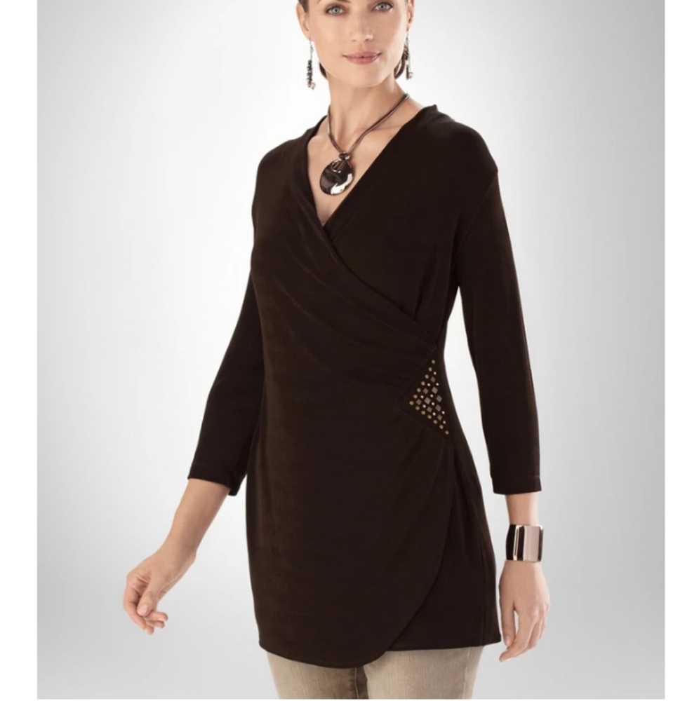 Chico's Studded Stars Wrap Triangle Tunic size 1 or Medium